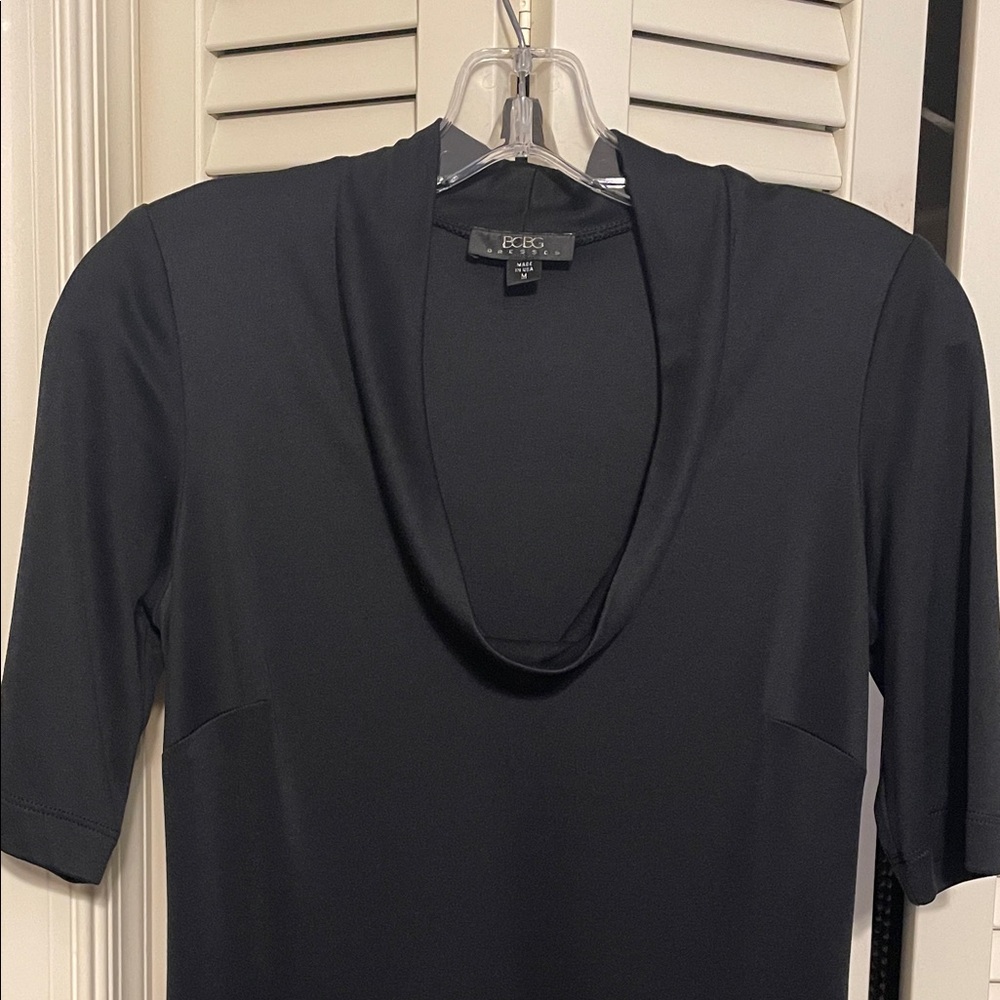 BCBG Elegant Black Cowl Neck Dress